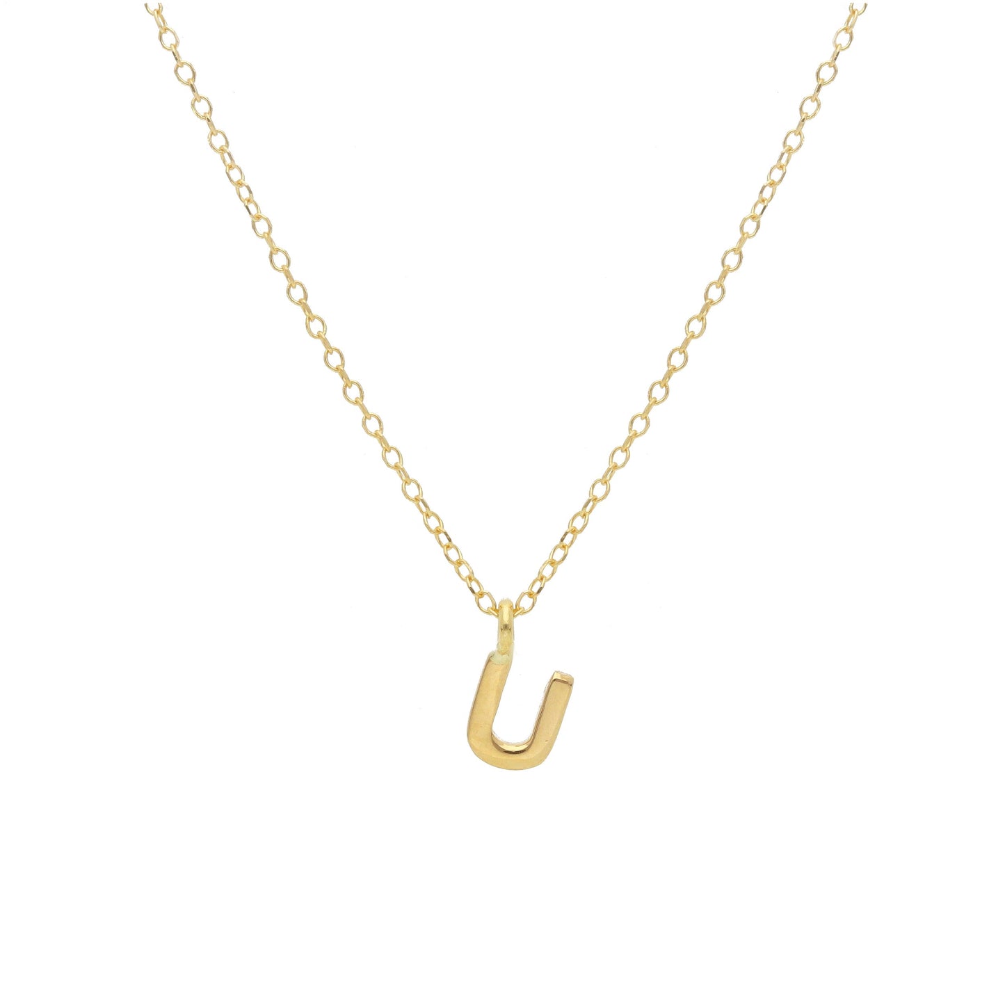 COLLANA ORO GIALLO 18K, MAGLIA ROLO CON LETTERA INIZIALE PICCOLA DA 5 MM, 42 CM