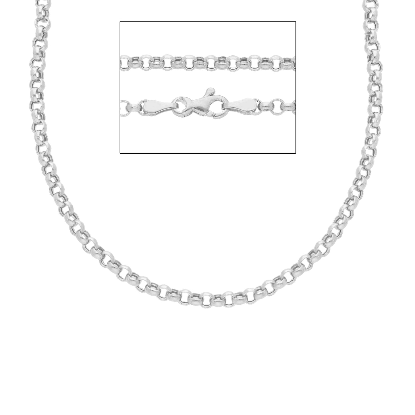 CATENA IN ORO BIANCO 750 18K LUNGHEZZA 40 45 50 60 CM ROLO ANELLI SPESSI 2.5 MM