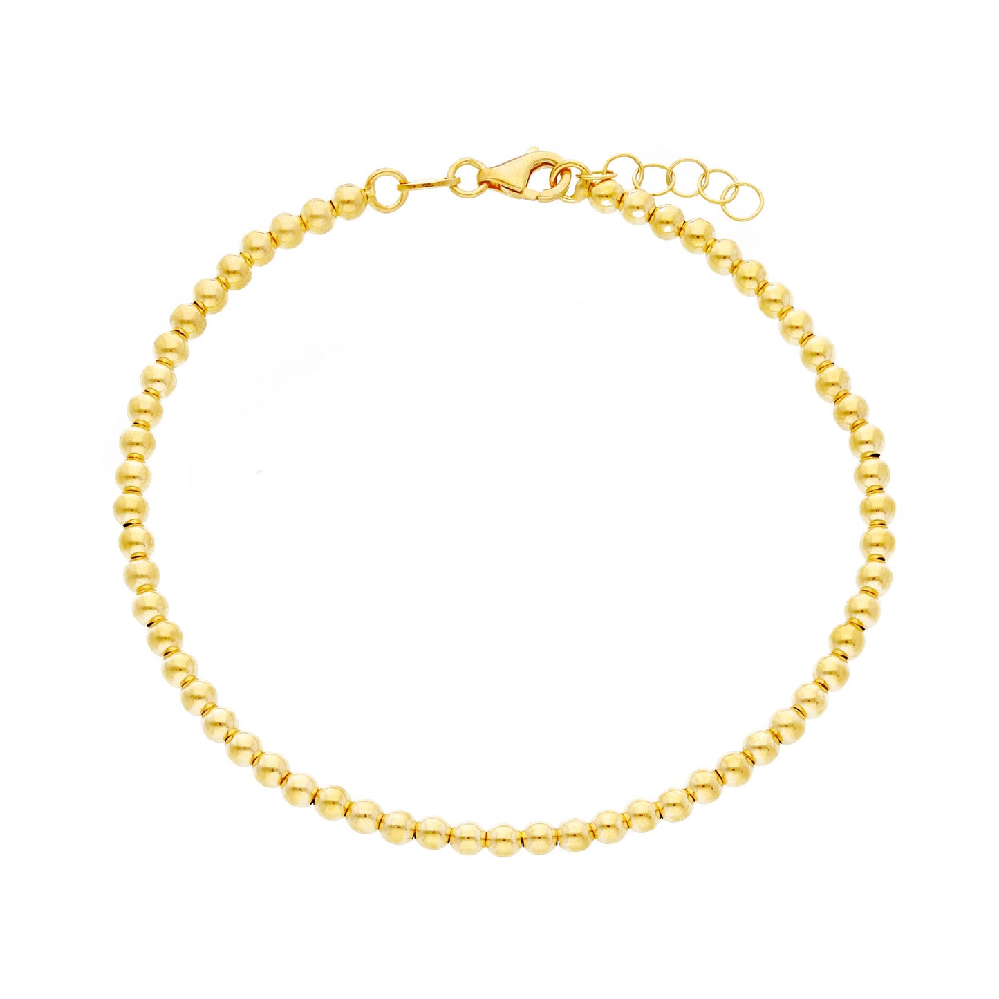 18K YELLOW OR WHITE OR ROSE GOLD BRACELET, WITH 3 MM SMOOTH SPHERES, 18 CM