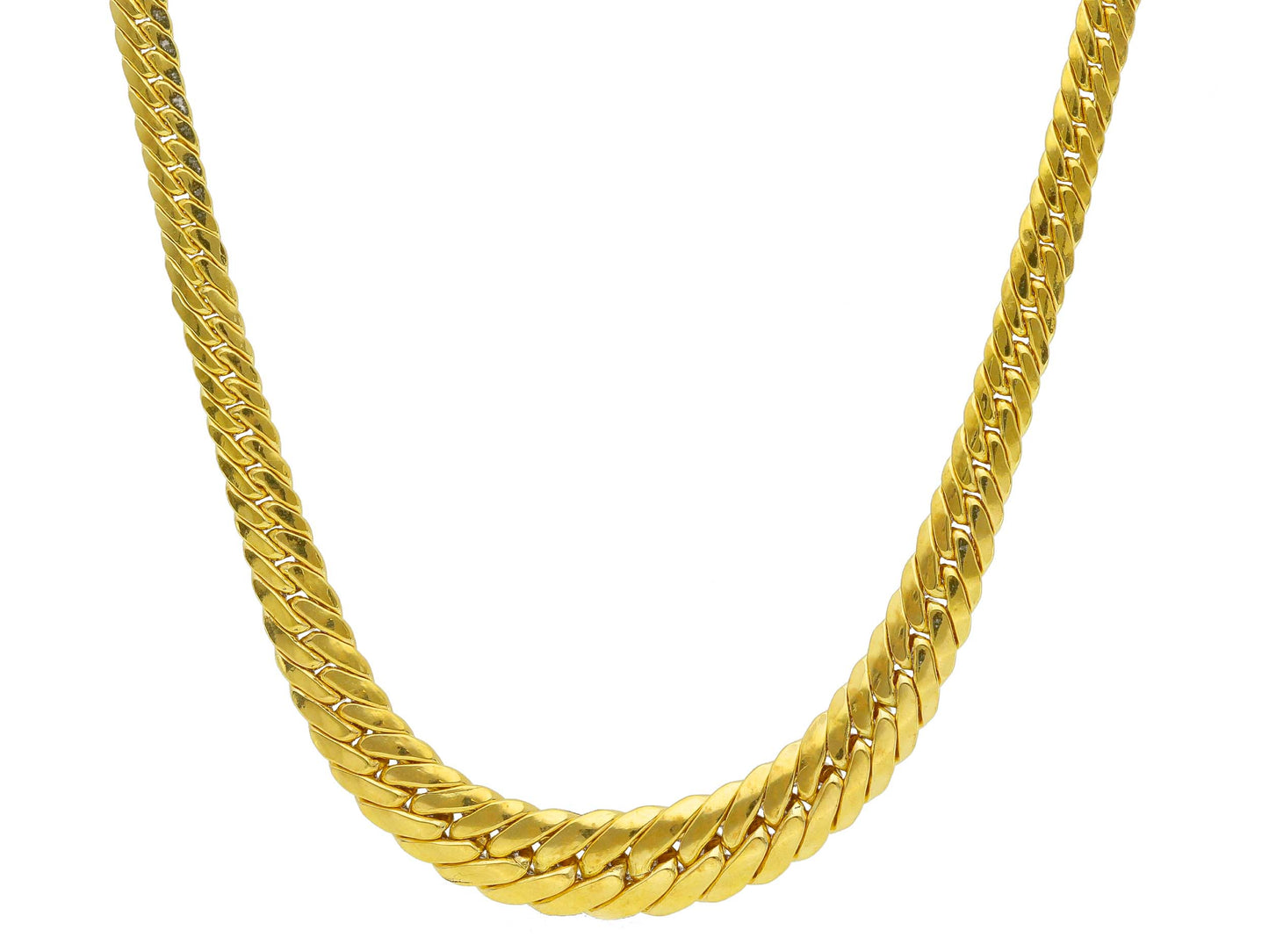 COLLANA ORO GIALLO, 18K, MAGLIA CUBANA, SPESSORE GRADUALE 3.5-7 MM, 42-45-50 CM
