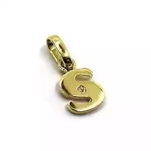CIONDOLO ORO GIALLO 18K, PICCOLA LETTERA INIZIALE CON DIAMANTE, LUNGHEZZA 10 MM