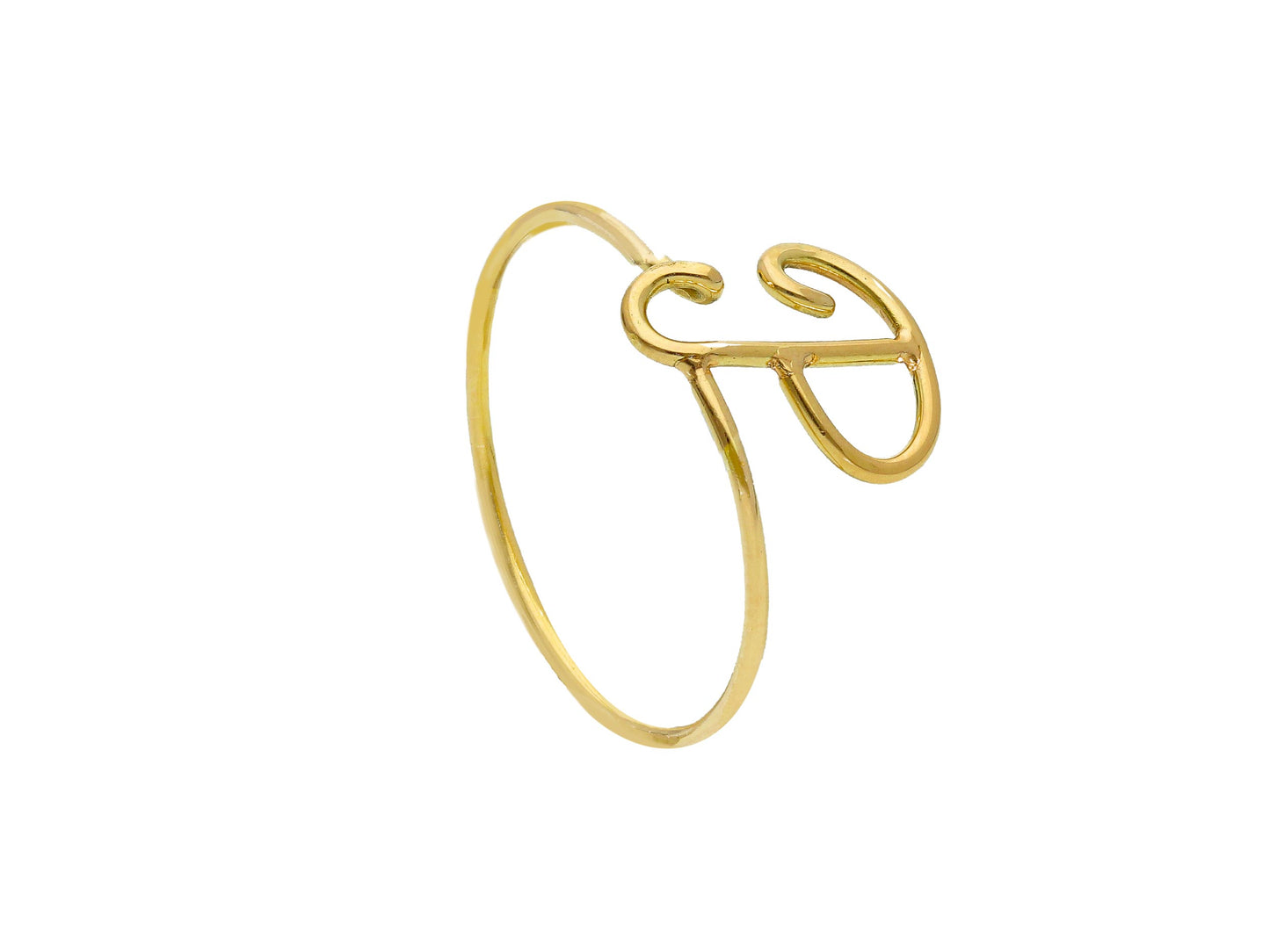ANELLO IN ORO GIALLO 750 18K, A FILO, LISCIO, LETTERA INIZIALE, LUNGHEZZA 10 MM