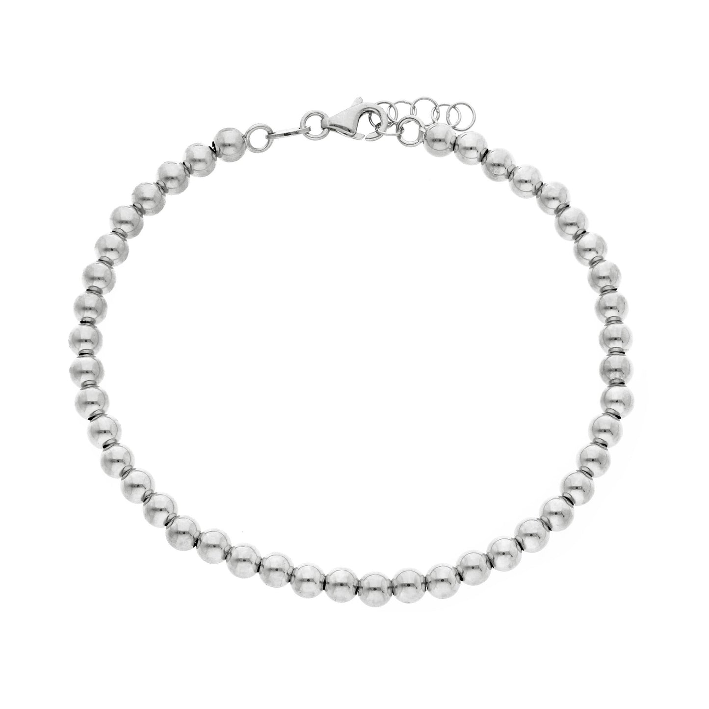 18K YELLOW OR WHITE OR ROSE GOLD BRACELET, WITH 4 MM SMOOTH SPHERES, 18 CM