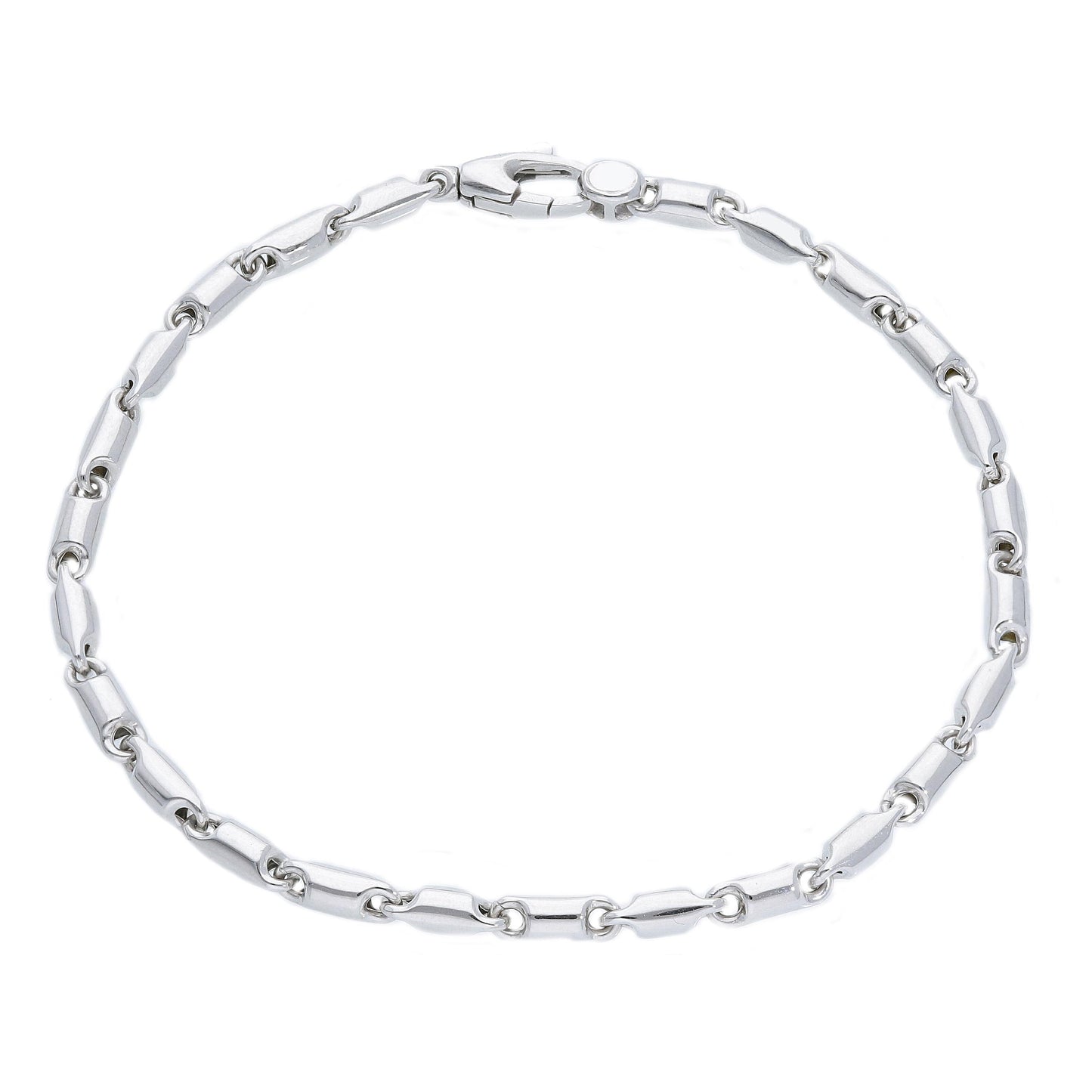 18K YELLOW OR WHITE GOLD BRACELET, ROUNDED TUBE LINK, LENGTH 21 CM