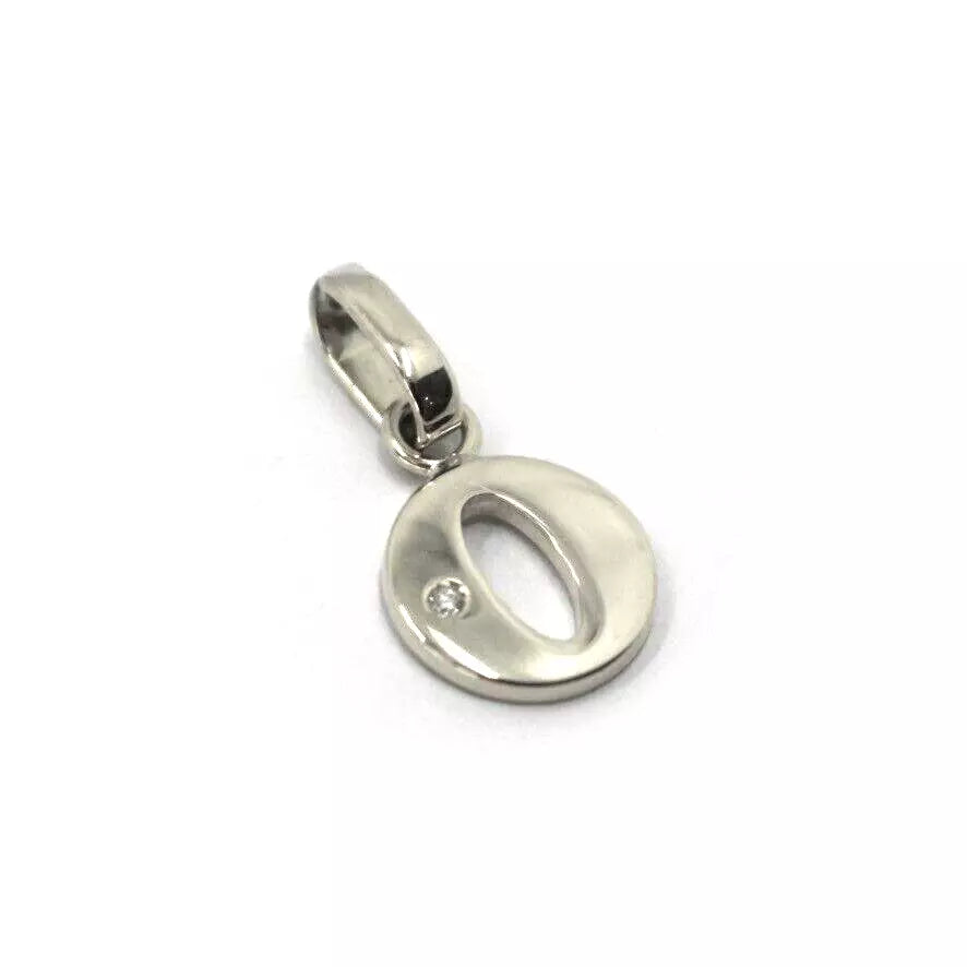 CIONDOLO ORO BIANCO 18K, PICCOLA LETTERA INIZIALE CON DIAMANTE, LUNGHEZZA 10 MM