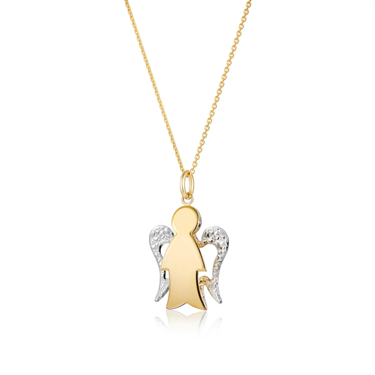 Collana Roberto Giannotti oro giallo e bianco 9k con angelo ali diamantate NKT367