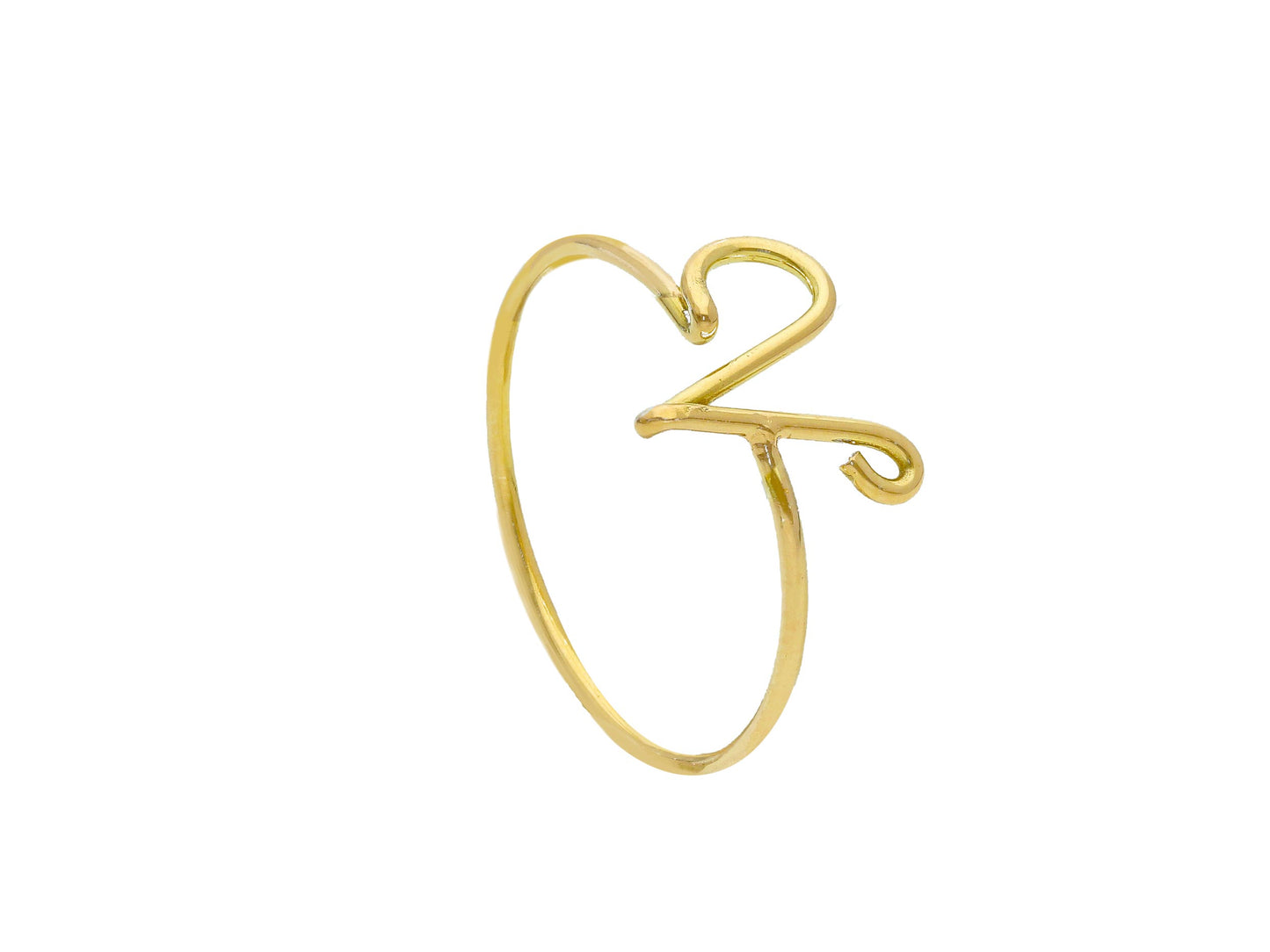 ANELLO IN ORO GIALLO 750 18K, A FILO, LISCIO, LETTERA INIZIALE, LUNGHEZZA 10 MM