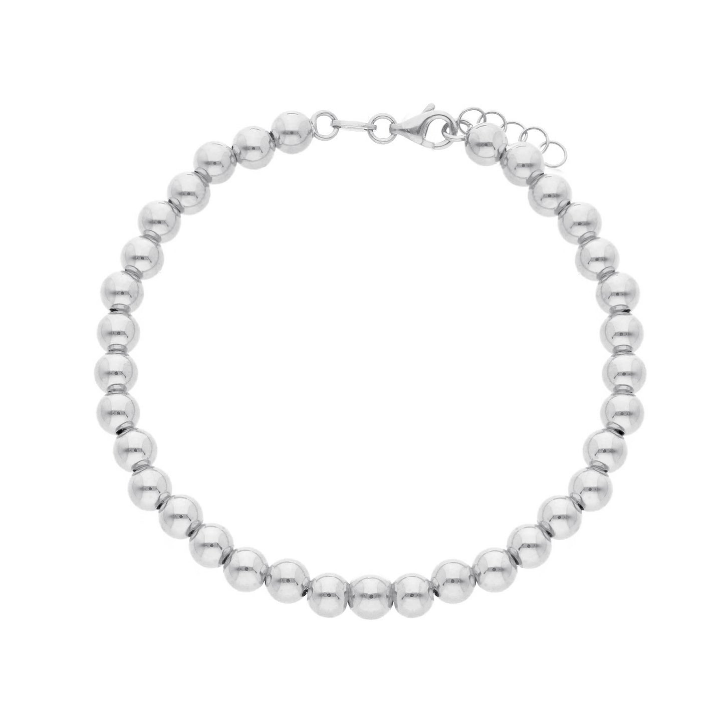 18K YELLOW OR WHITE GOLD BRACELET, WITH 5MM SMOOTH SPHERES, SMOOTH, 18CM