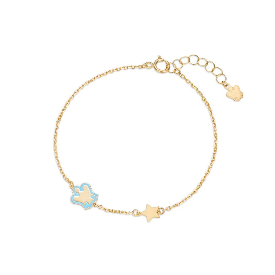 Bracciale Roberto Giannotti oro 9k bambino con angelo azzurro e stella NKT388