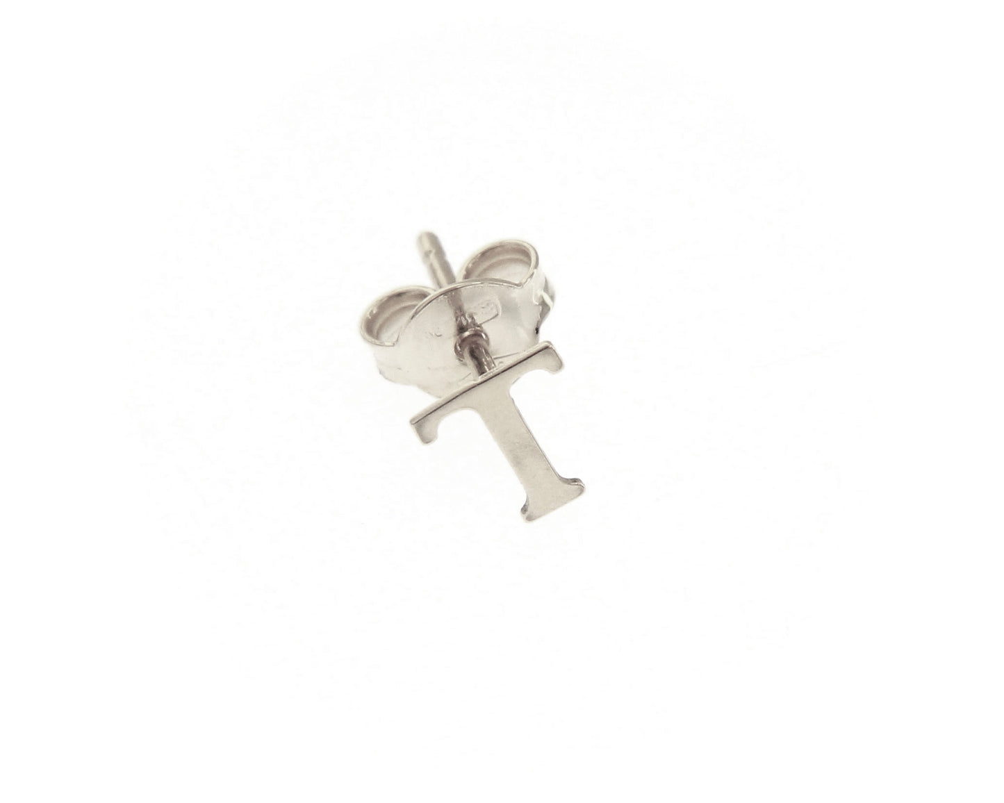 ORECCHINO SINGOLO IN ORO BIANCO 750 18K, LETTERA INIZIALE PIATTA, LUNGHEZZA 6 MM