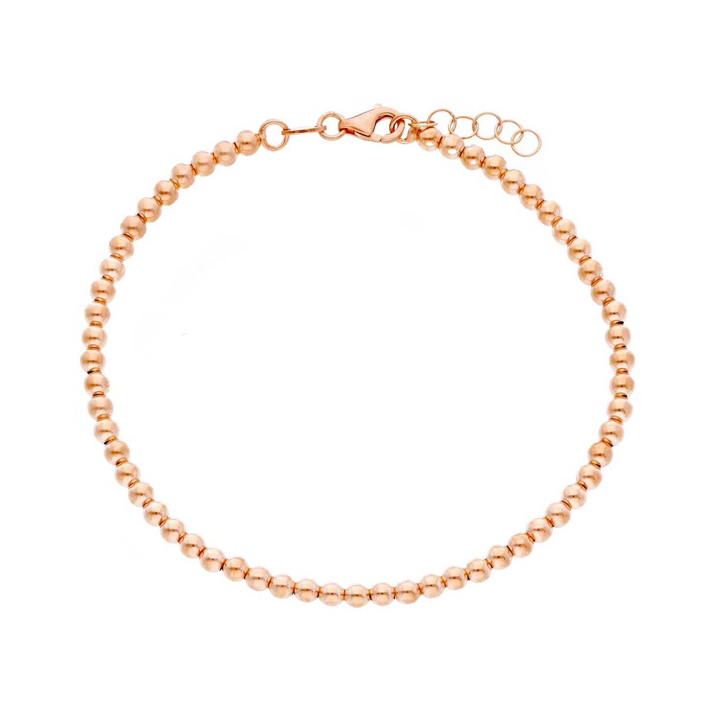 18K YELLOW OR WHITE OR ROSE GOLD BRACELET, WITH 3 MM SMOOTH SPHERES, 18 CM
