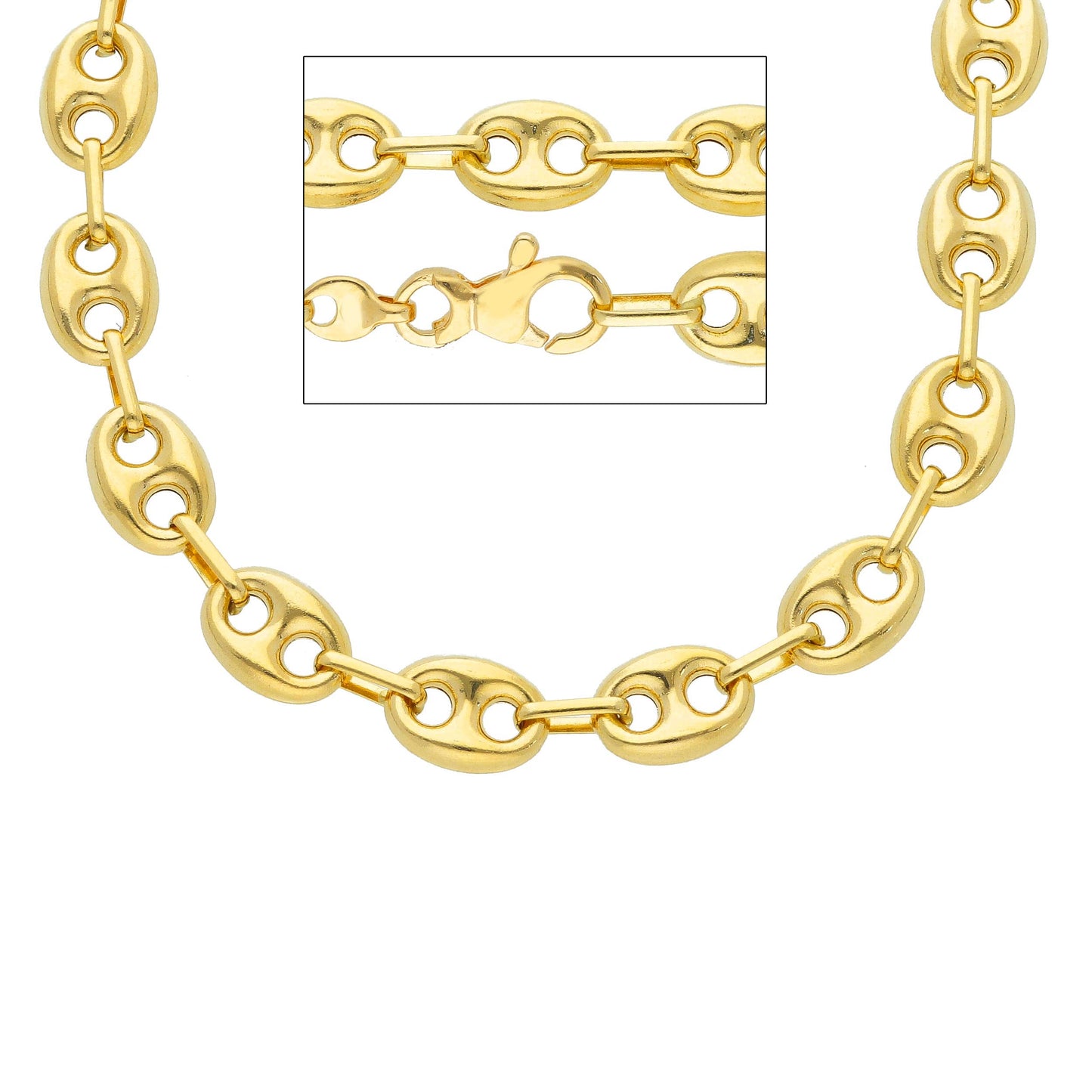 CATENA IN ORO GIALLO 18K, MAGLIA MARINARA, SPESSORE 6 MM, LUNGHEZZA 50-60 CM