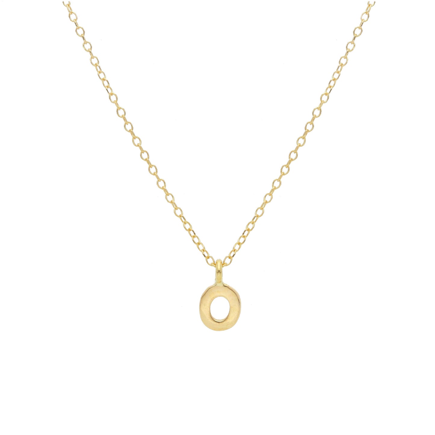 COLLANA ORO GIALLO 18K, MAGLIA ROLO CON LETTERA INIZIALE PICCOLA DA 5 MM, 42 CM