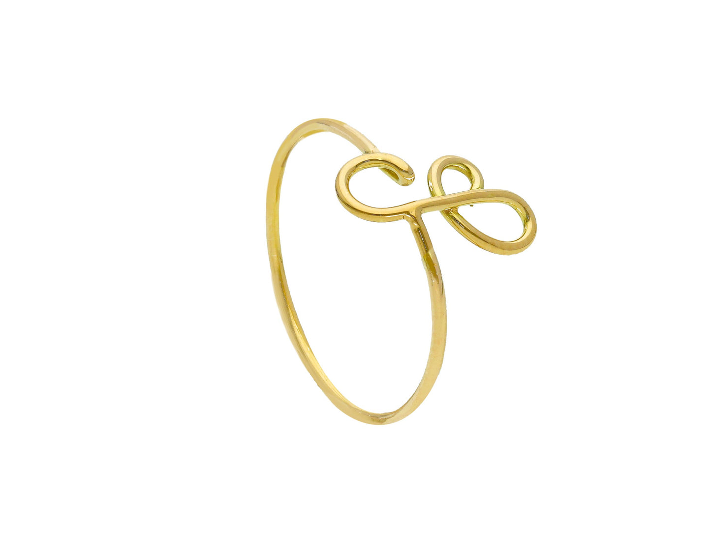 ANELLO IN ORO GIALLO 750 18K, A FILO, LISCIO, LETTERA INIZIALE, LUNGHEZZA 10 MM