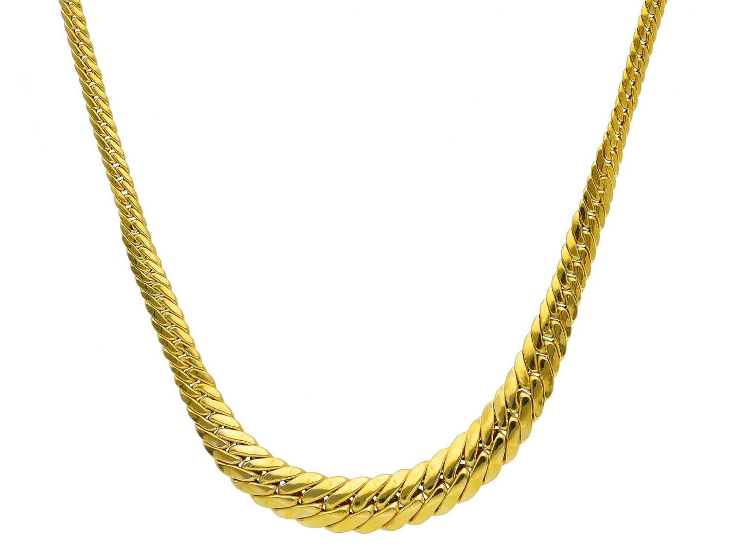 YELLOW GOLD NECKLACE, 18K, CUBAN MESH, GRADUAL THICKNESS 3-6 MM, 42-45-50 CM
