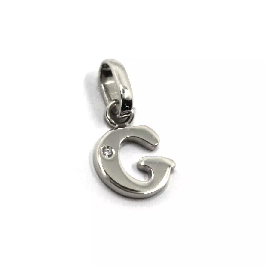 CIONDOLO ORO BIANCO 18K, PICCOLA LETTERA INIZIALE CON DIAMANTE, LUNGHEZZA 10 MM