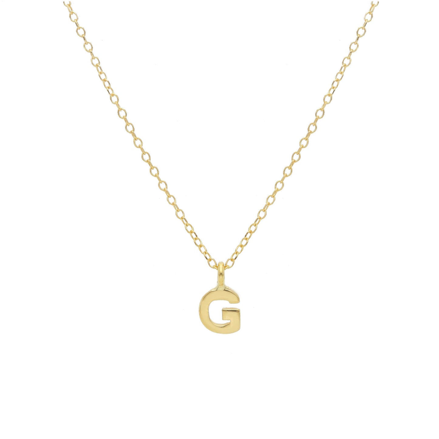 COLLANA ORO GIALLO 18K, MAGLIA ROLO CON LETTERA INIZIALE PICCOLA DA 5 MM, 42 CM