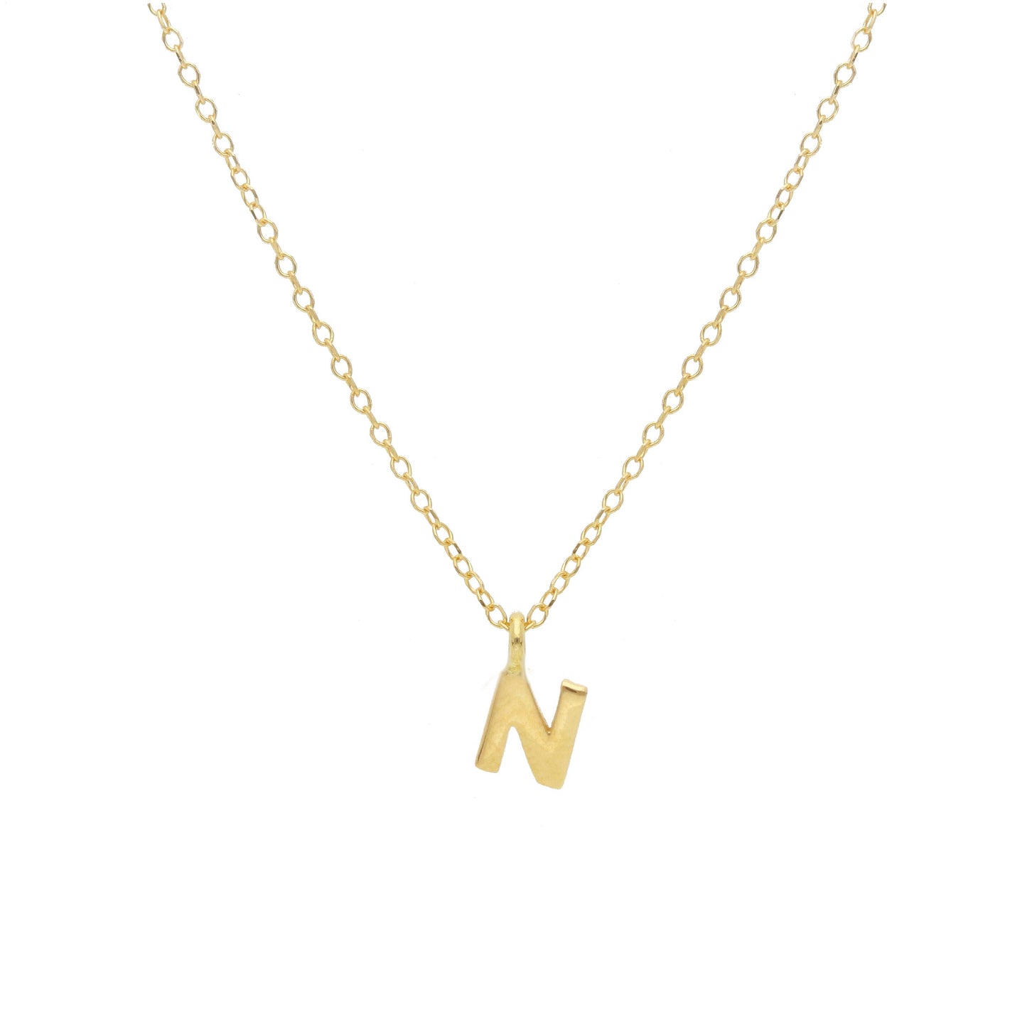 COLLANA ORO GIALLO 18K, MAGLIA ROLO CON LETTERA INIZIALE PICCOLA DA 5 MM, 42 CM
