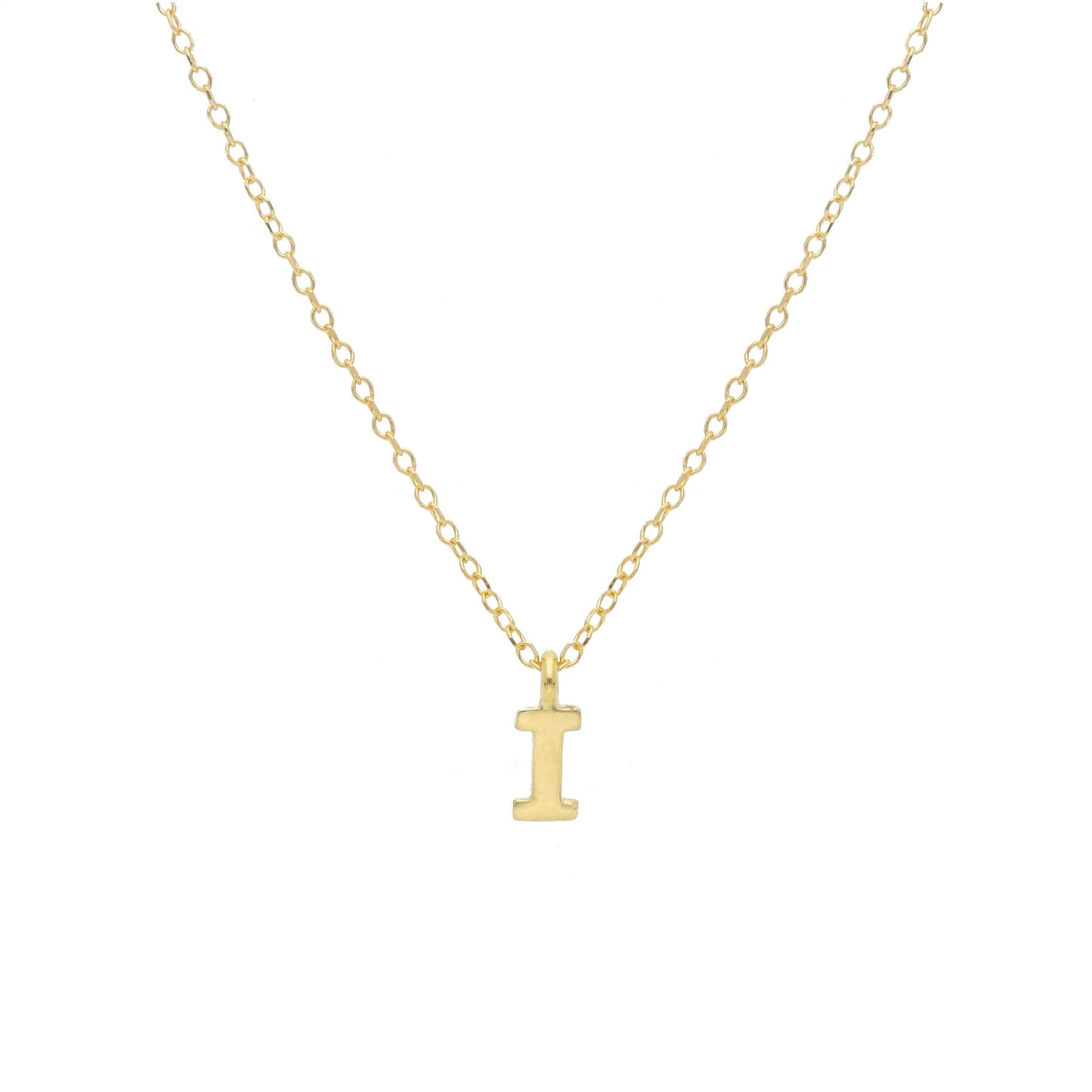 COLLANA ORO GIALLO 18K, MAGLIA ROLO CON LETTERA INIZIALE PICCOLA DA 5 MM, 42 CM