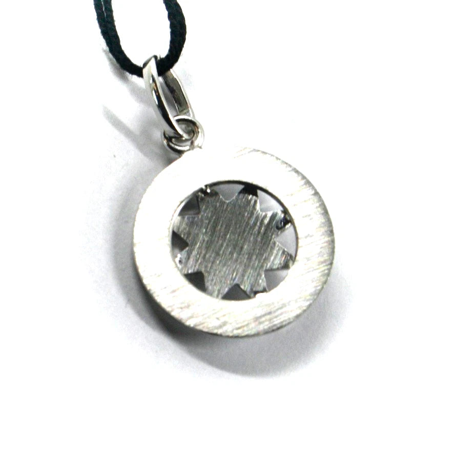 Ciondolo bussola rosa dei venti diametro 18mm Arcadia in argento 925 con smalti a fuoco, Made in Italy