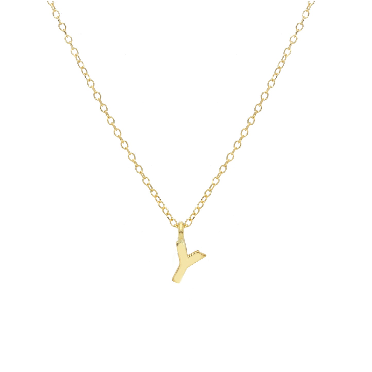 COLLANA ORO GIALLO 18K, MAGLIA ROLO CON LETTERA INIZIALE PICCOLA DA 5 MM, 42 CM
