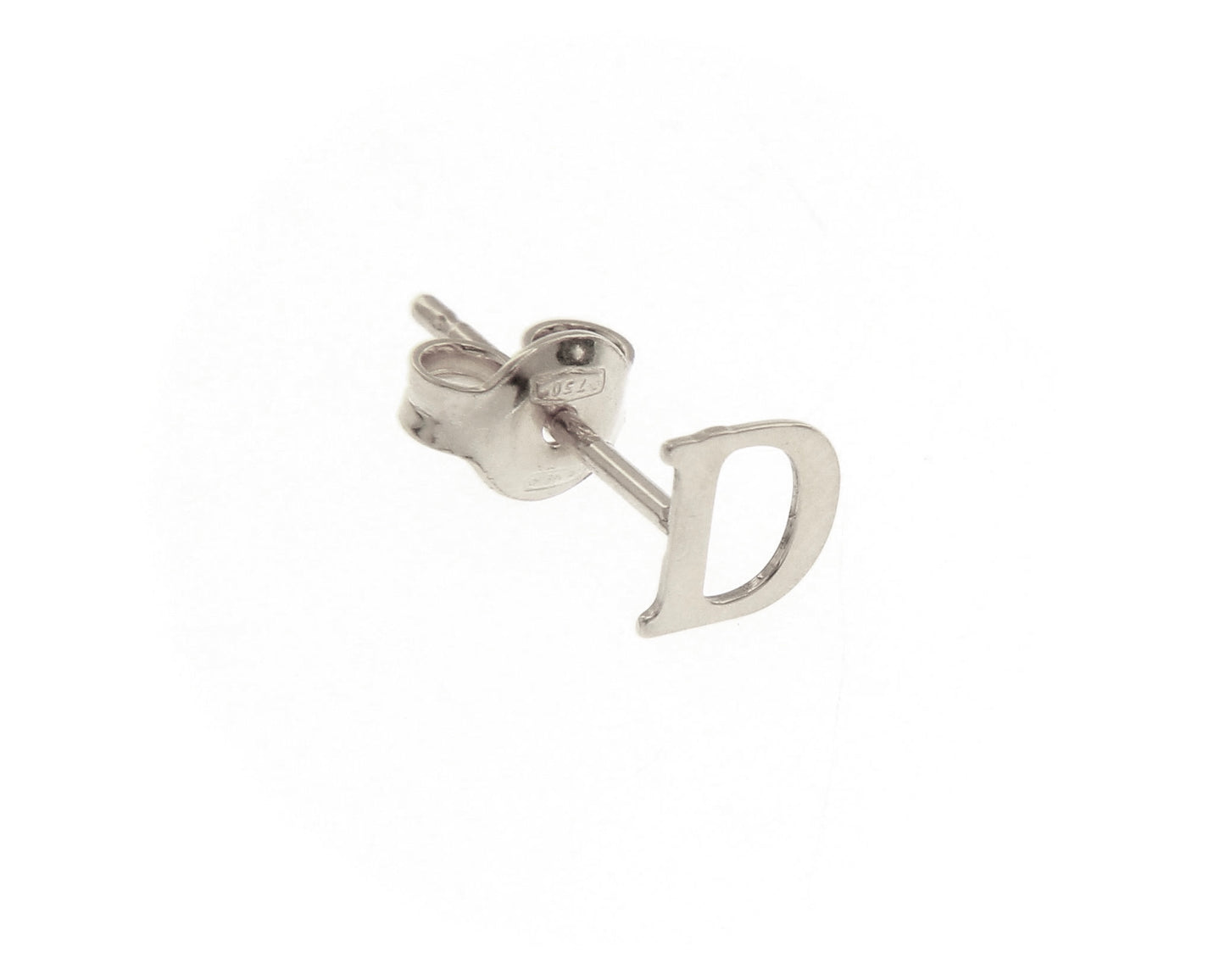 ORECCHINO SINGOLO IN ORO BIANCO 750 18K, LETTERA INIZIALE PIATTA, LUNGHEZZA 6 MM