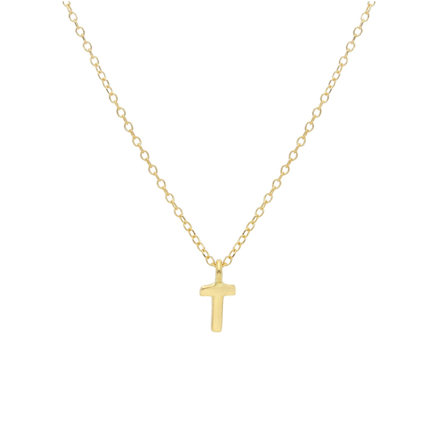 COLLANA ORO GIALLO 18K, MAGLIA ROLO CON LETTERA INIZIALE PICCOLA DA 5 MM, 42 CM