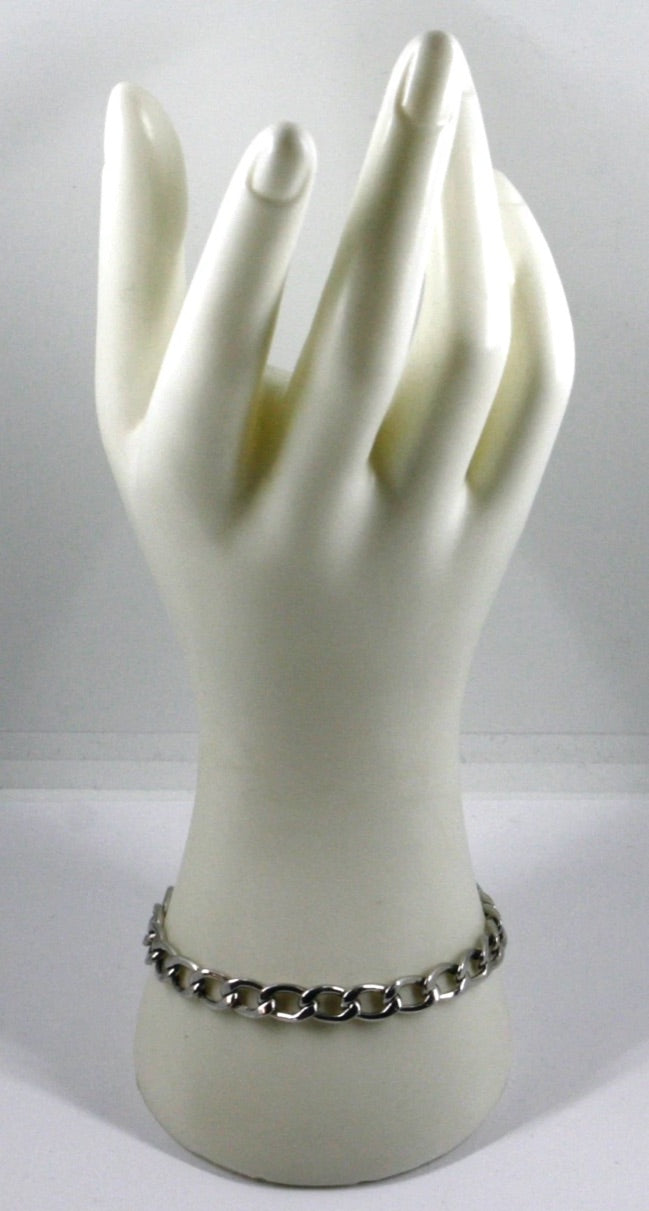 Bracciale in argento 925 vuoto, maglia groumette stondata ovale spessore 7mm, lunghezza 20.5cm
