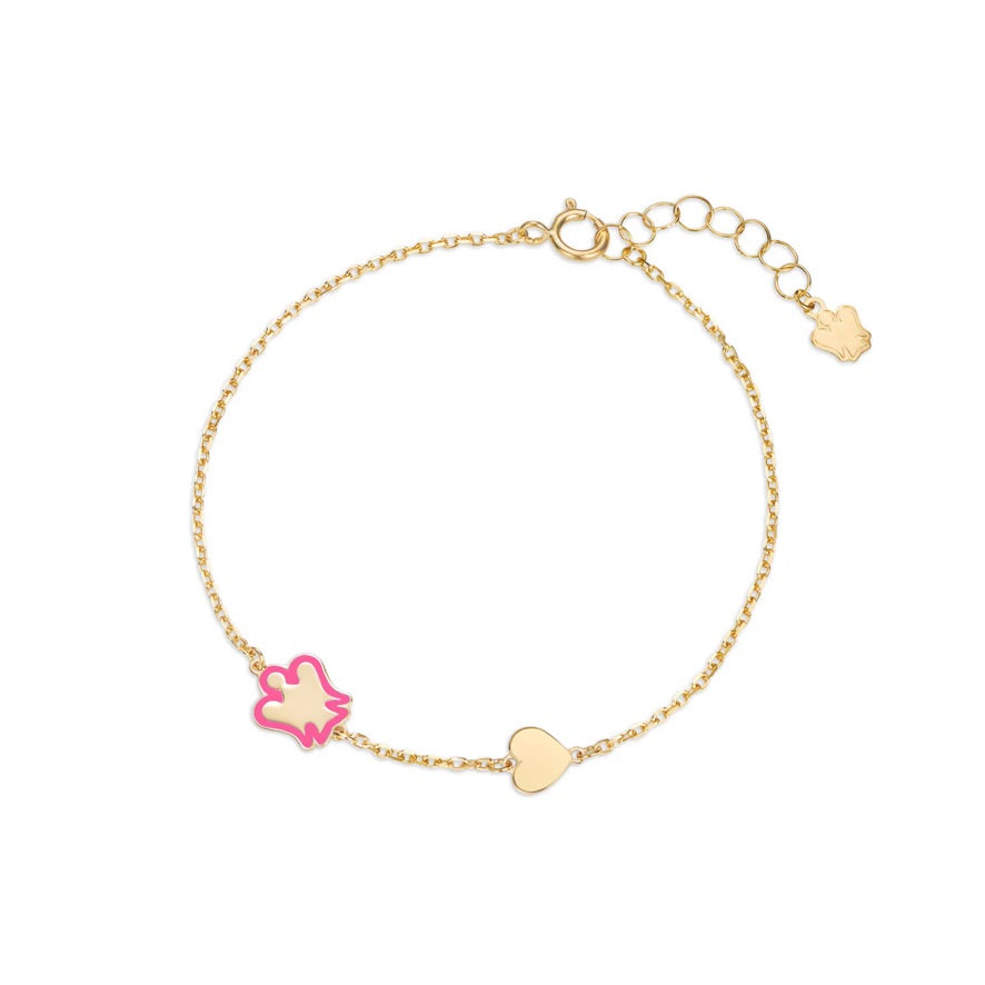 Roberto Giannotti 9k gold bracelet for girls with pink angel and heart NKT389