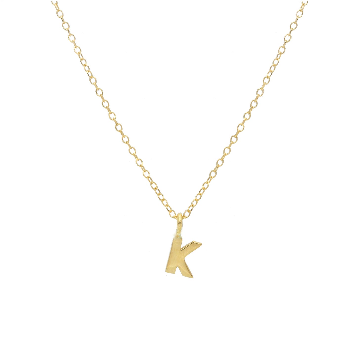 COLLANA ORO GIALLO 18K, MAGLIA ROLO CON LETTERA INIZIALE PICCOLA DA 5 MM, 42 CM