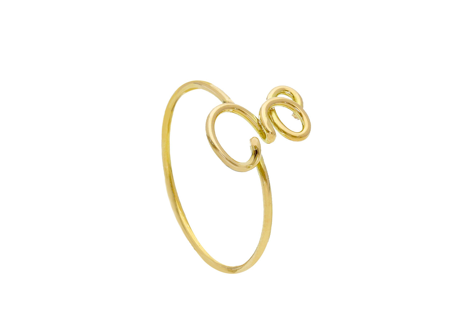 ANELLO IN ORO GIALLO 750 18K, A FILO, LISCIO, LETTERA INIZIALE, LUNGHEZZA 10 MM