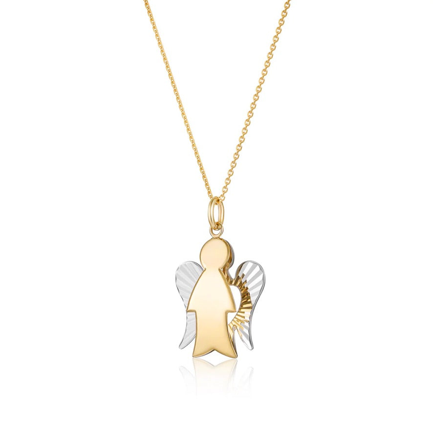 Collana Roberto Giannotti oro giallo e bianco 9k con angelo ali diamantate NKT364