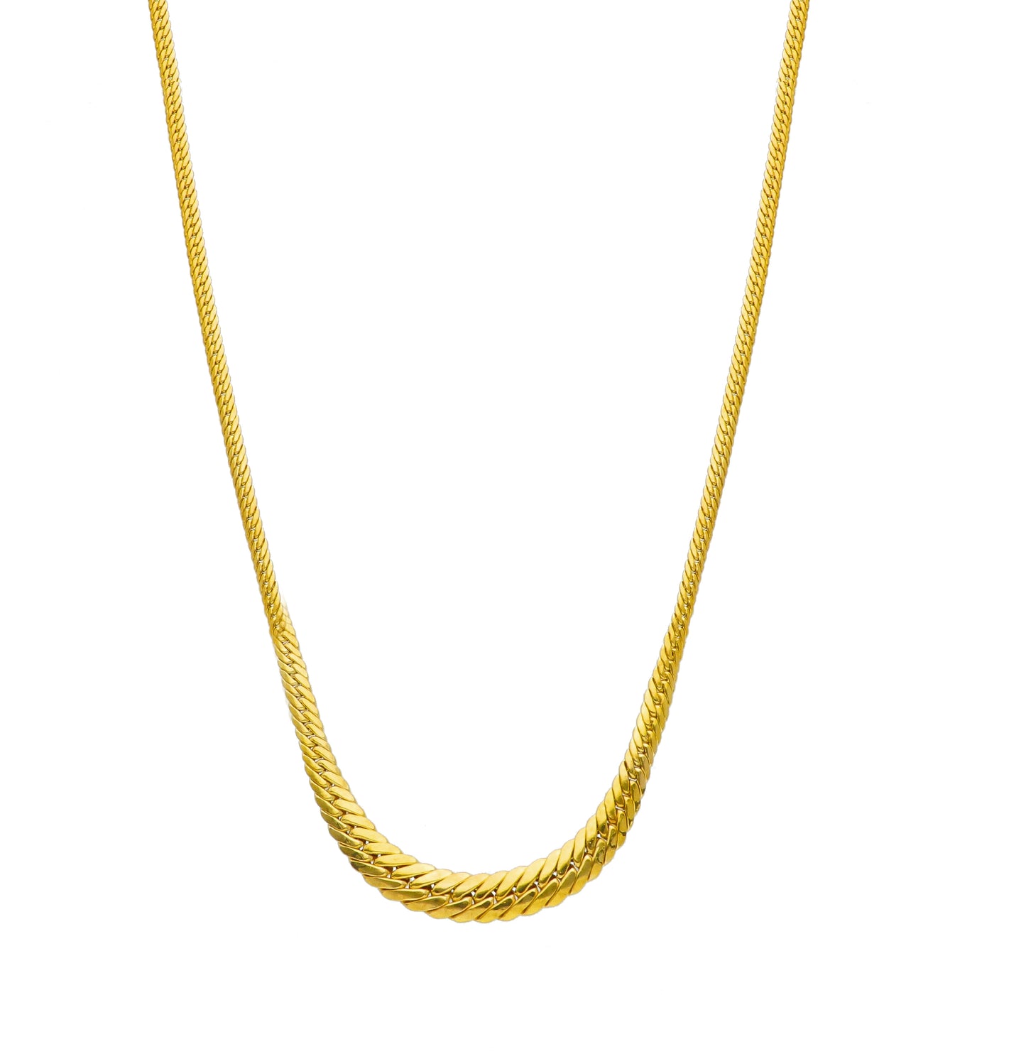 YELLOW GOLD NECKLACE, 18K, CUBAN MESH, GRADUAL THICKNESS 3-6 MM, 42-45-50 CM