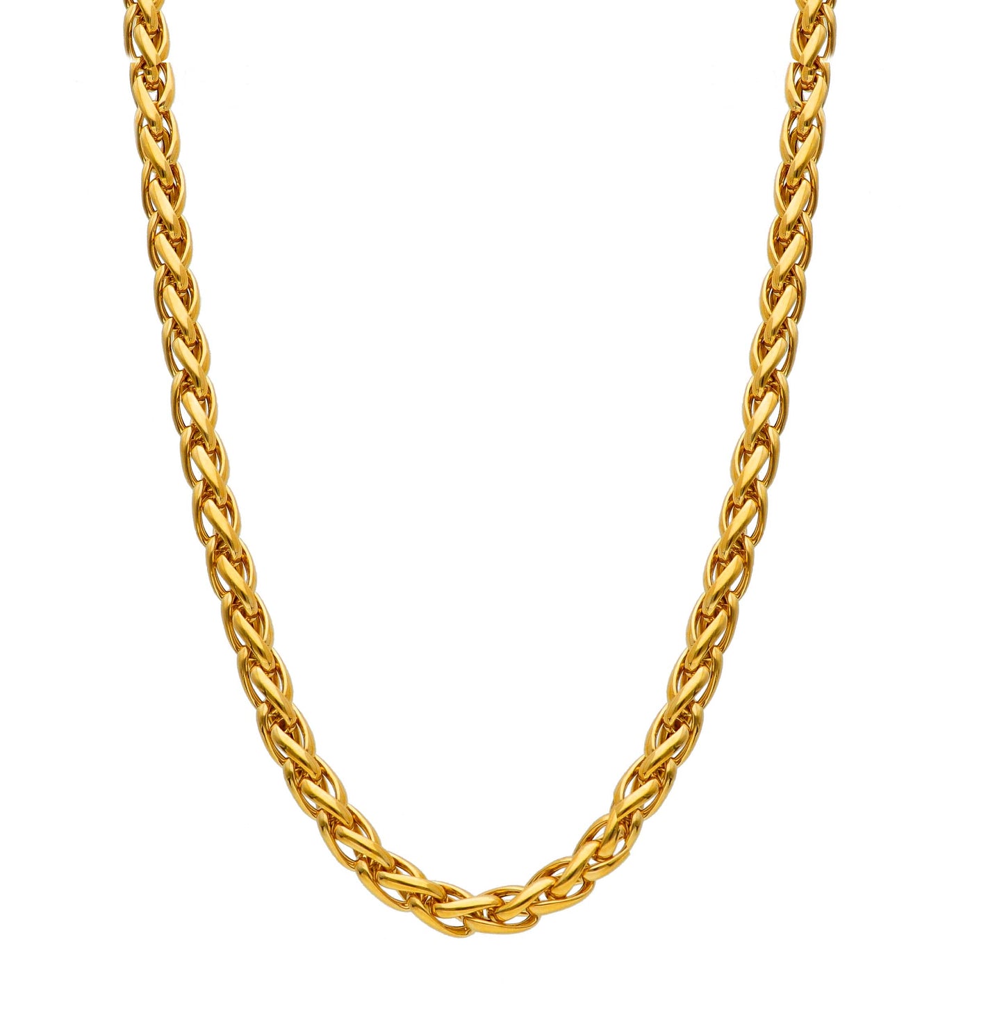 CATENA IN ORO GIALLO, 18K, MAGLIA SPIGA, SPESSORE 6 MM, VISTOSA, LUNGHEZZA 45 CM