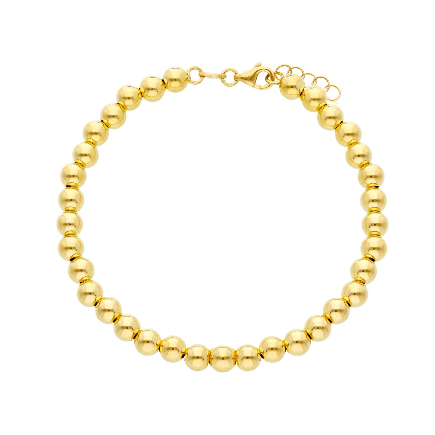 18K YELLOW OR WHITE GOLD BRACELET, WITH 5MM SMOOTH SPHERES, SMOOTH, 18CM