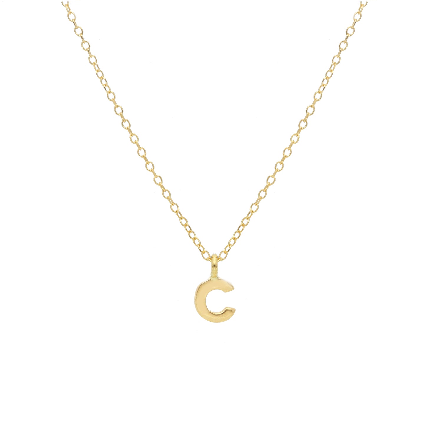 COLLANA ORO GIALLO 18K, MAGLIA ROLO CON LETTERA INIZIALE PICCOLA DA 5 MM, 42 CM