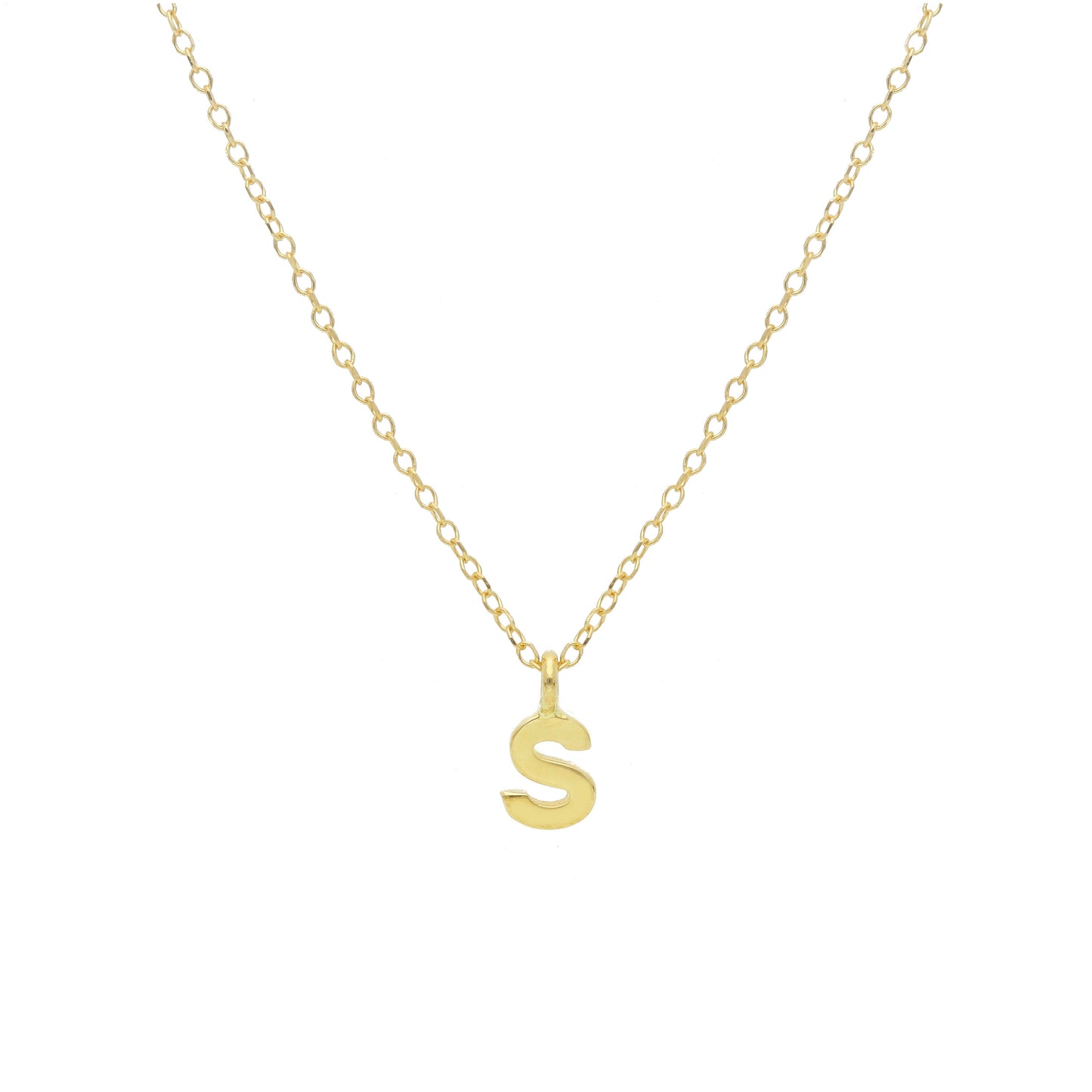COLLANA ORO GIALLO 18K, MAGLIA ROLO CON LETTERA INIZIALE PICCOLA DA 5 MM, 42 CM