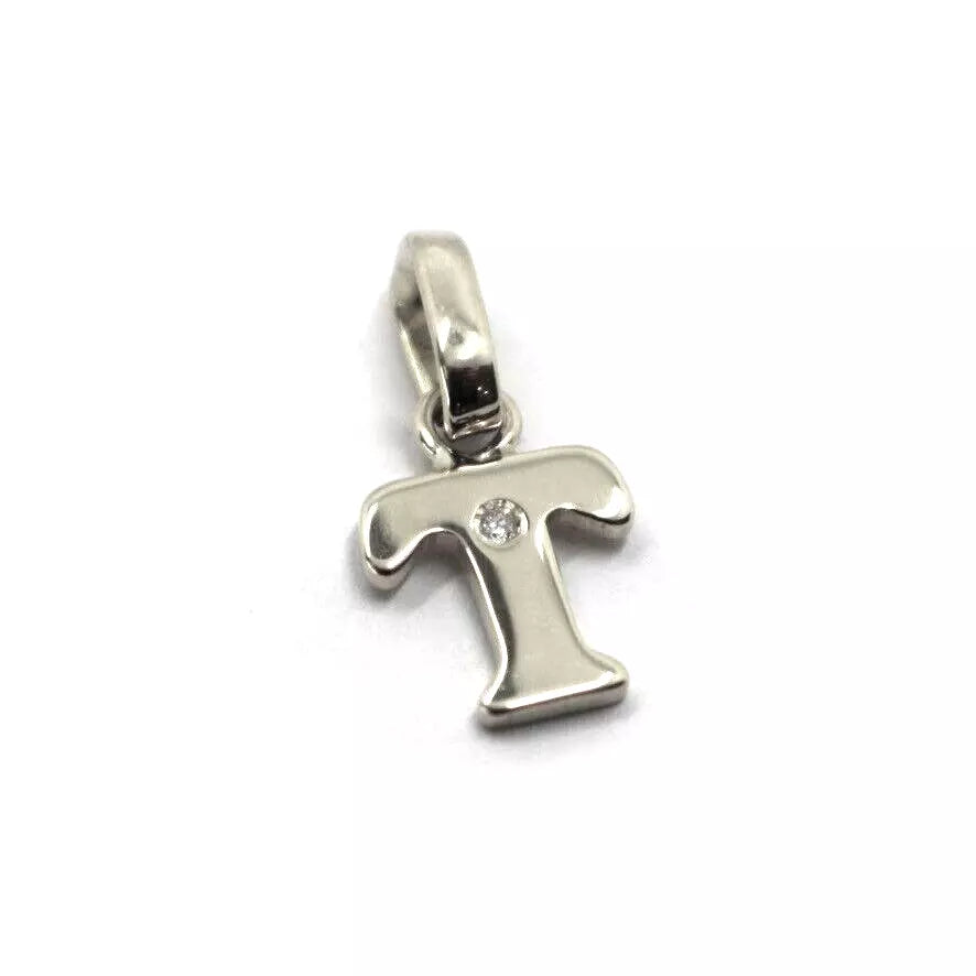 CIONDOLO ORO BIANCO 18K, PICCOLA LETTERA INIZIALE CON DIAMANTE, LUNGHEZZA 10 MM