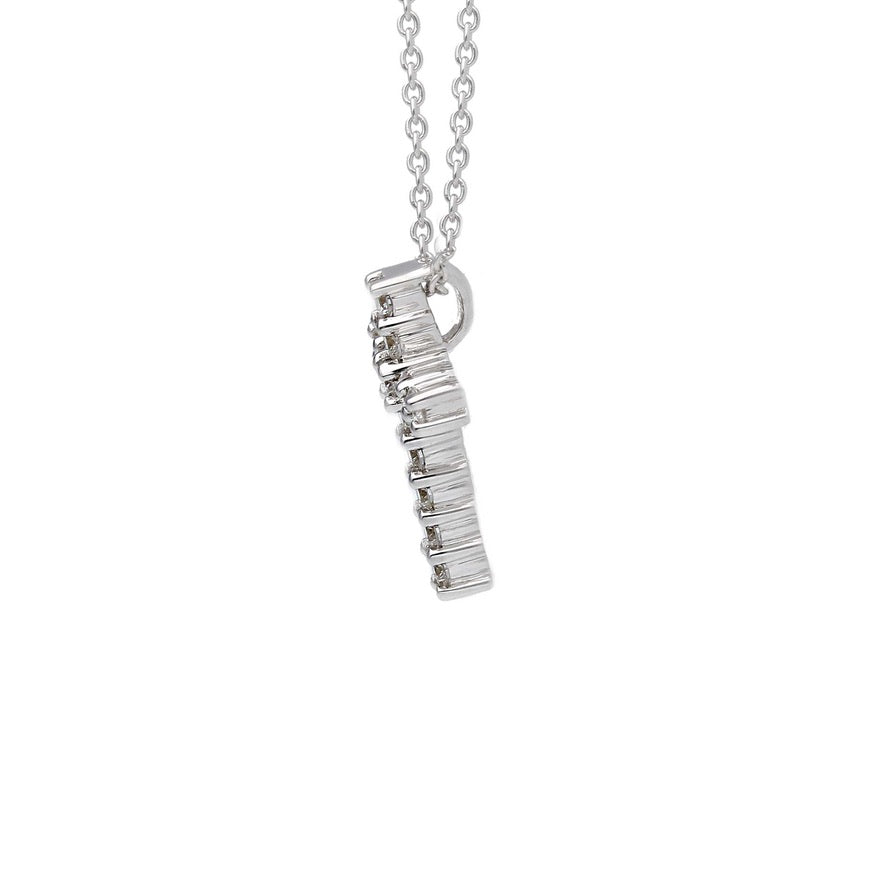Catena rolo 39+3cm e Croce 1.5cm in oro bianco 750 con diamanti ct. 0.22