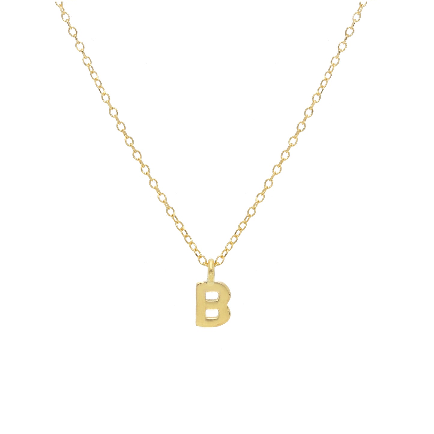 COLLANA ORO GIALLO 18K, MAGLIA ROLO CON LETTERA INIZIALE PICCOLA DA 5 MM, 42 CM