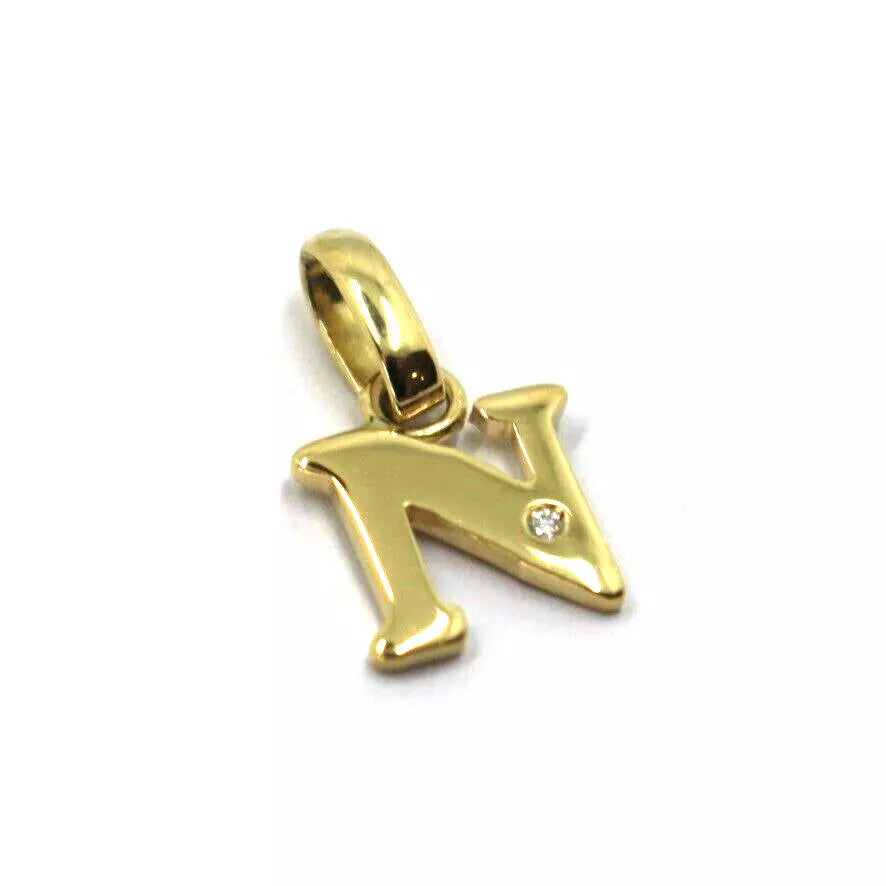 CIONDOLO ORO GIALLO 18K, PICCOLA LETTERA INIZIALE CON DIAMANTE, LUNGHEZZA 10 MM