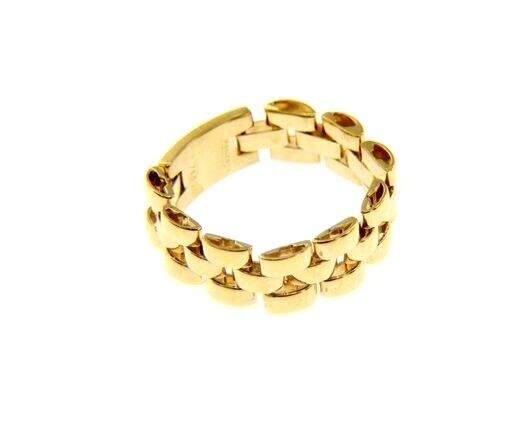 18K YELLOW GOLD BAND RING, THREE ROWS, WITH ROUNDED SOFT LINK