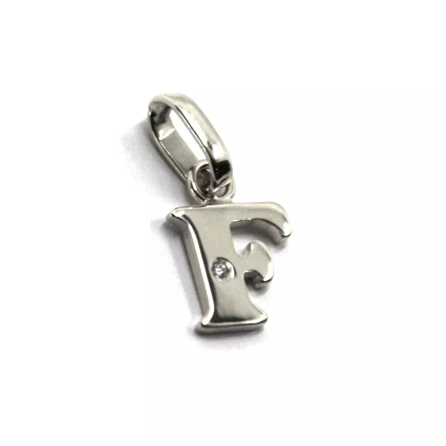 CIONDOLO ORO BIANCO 18K, PICCOLA LETTERA INIZIALE CON DIAMANTE, LUNGHEZZA 10 MM