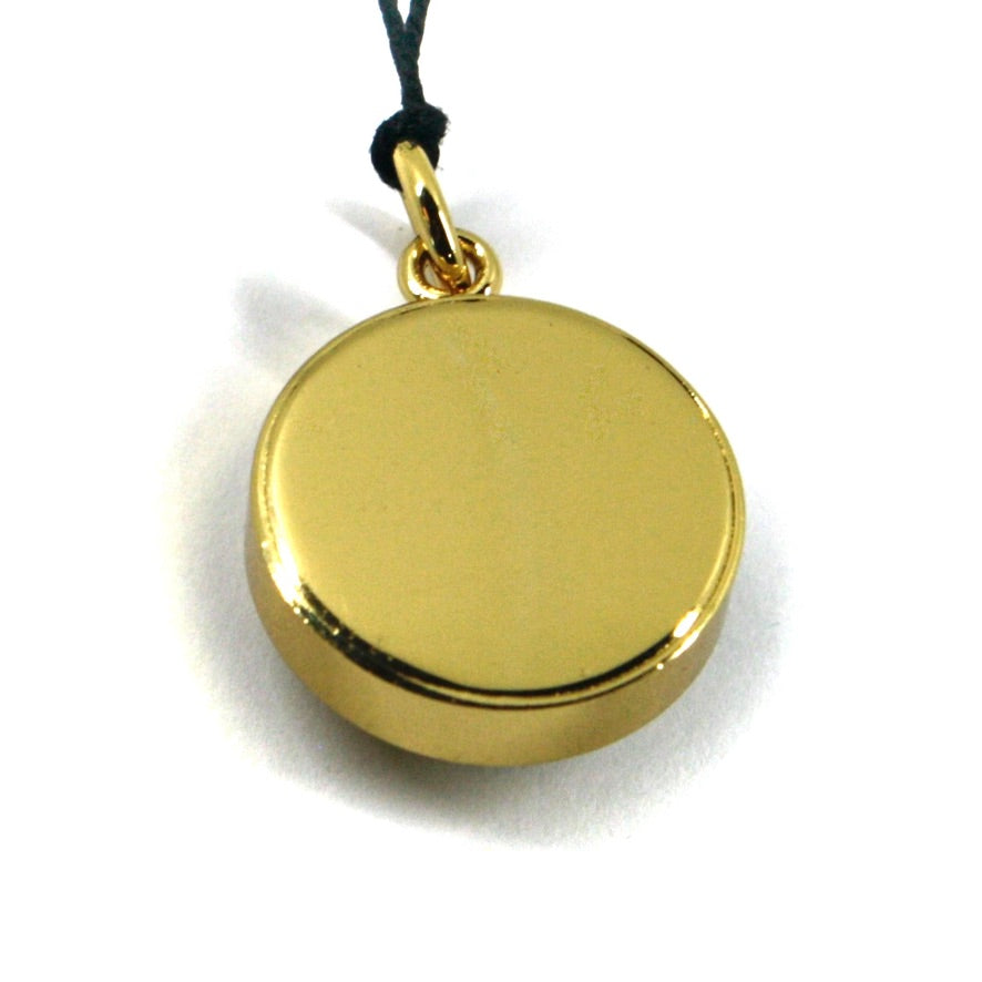 Arcadia Kompassanhänger mit 18 mm Durchmesser aus gelbvergoldetem 925er Silber, hergestellt in Italien