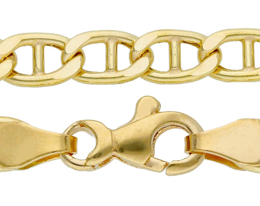 YELLOW GOLD CHAIN, 18K, SAILOR LINK, FLAT, OVAL THICKNESS 4.5 MM, 60-50 CM