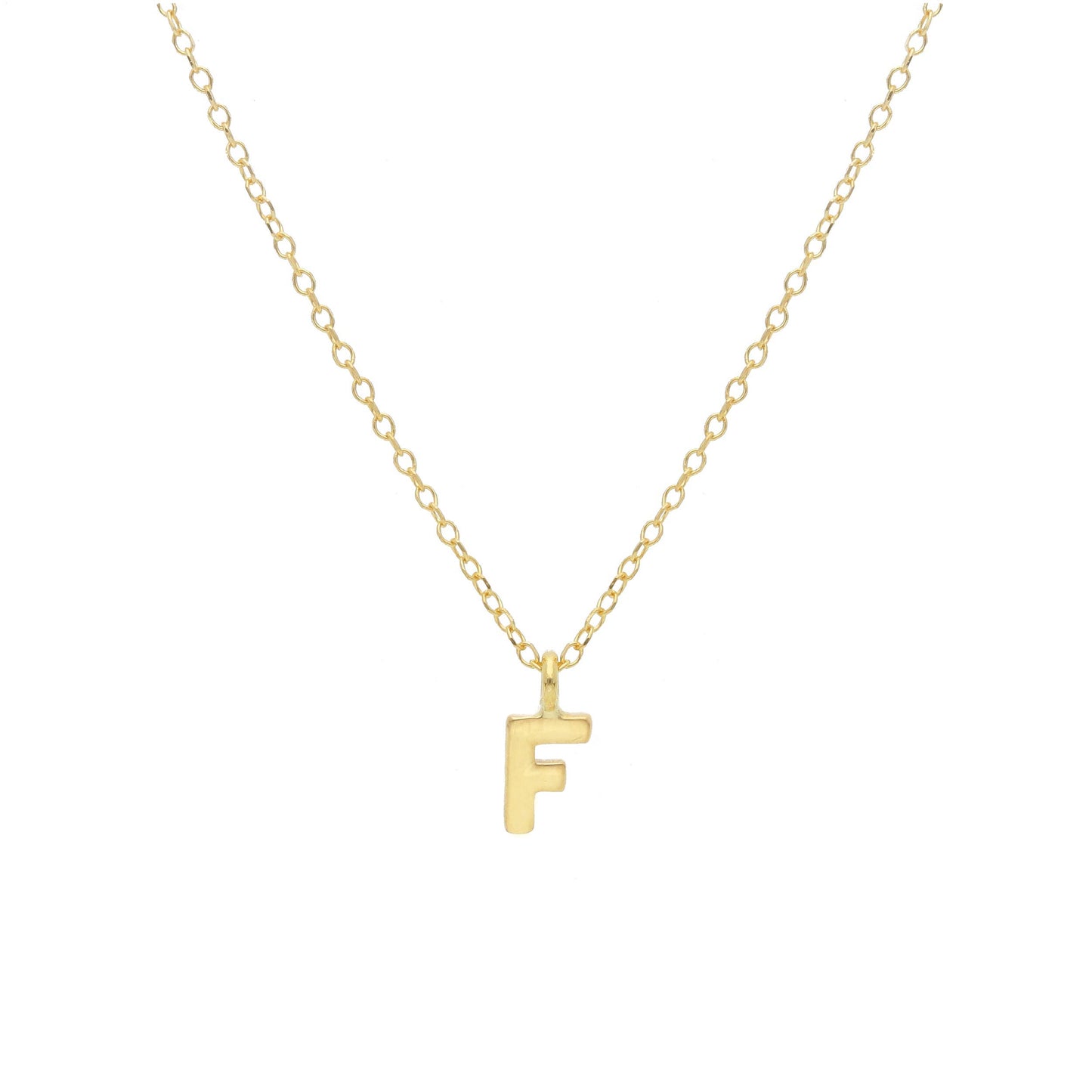 COLLANA ORO GIALLO 18K, MAGLIA ROLO CON LETTERA INIZIALE PICCOLA DA 5 MM, 42 CM