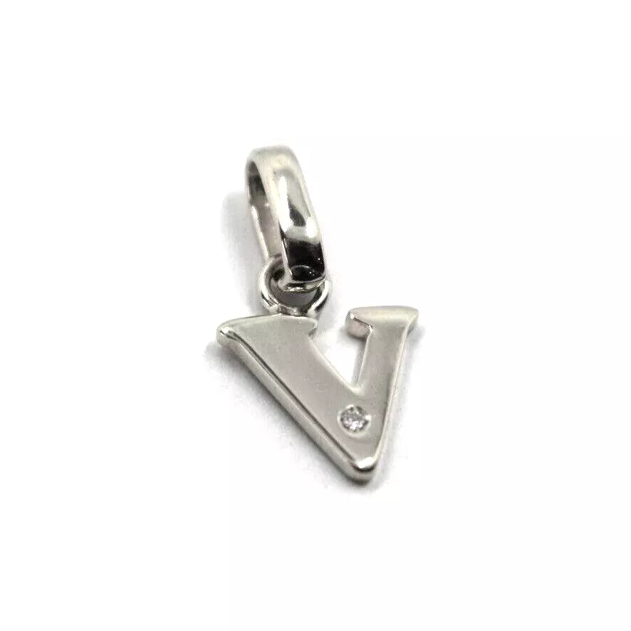 CIONDOLO ORO BIANCO 18K, PICCOLA LETTERA INIZIALE CON DIAMANTE, LUNGHEZZA 10 MM