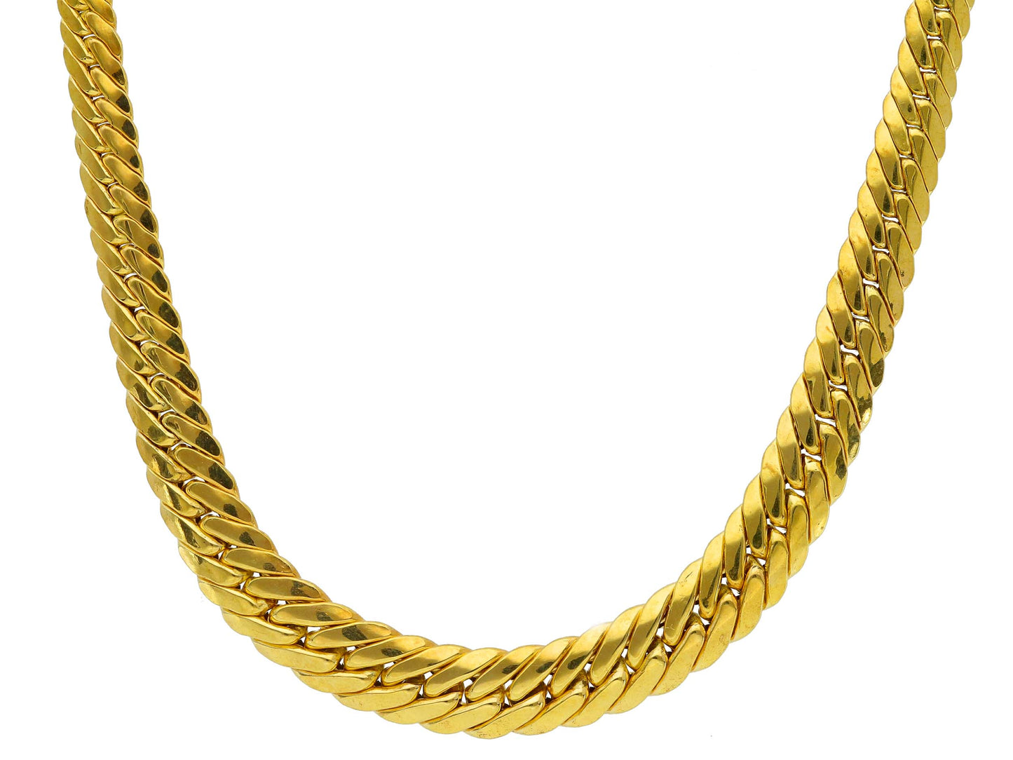 YELLOW GOLD NECKLACE, 18K, CUBAN MESH, GRADUAL THICKNESS 4-8 MM, 42-45-50 CM