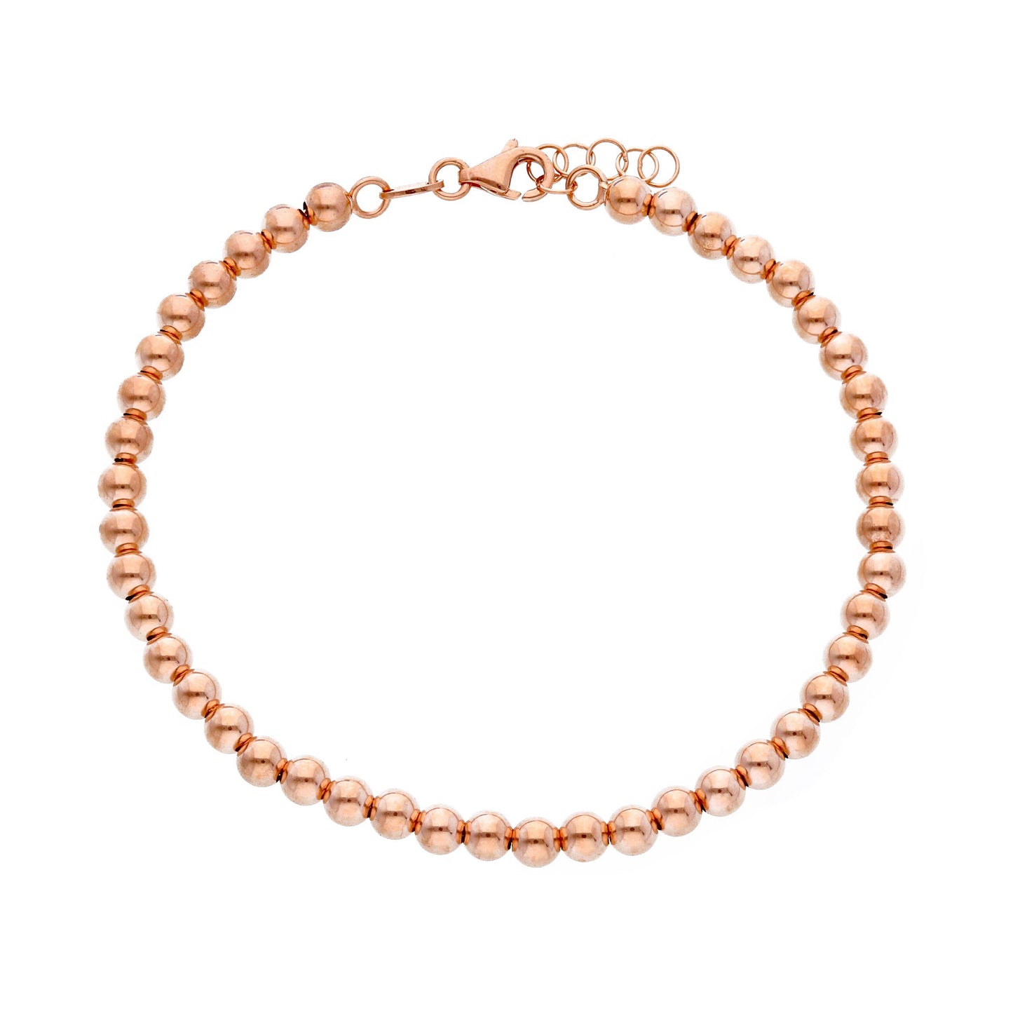 18K YELLOW OR WHITE OR ROSE GOLD BRACELET, WITH 4 MM SMOOTH SPHERES, 18 CM
