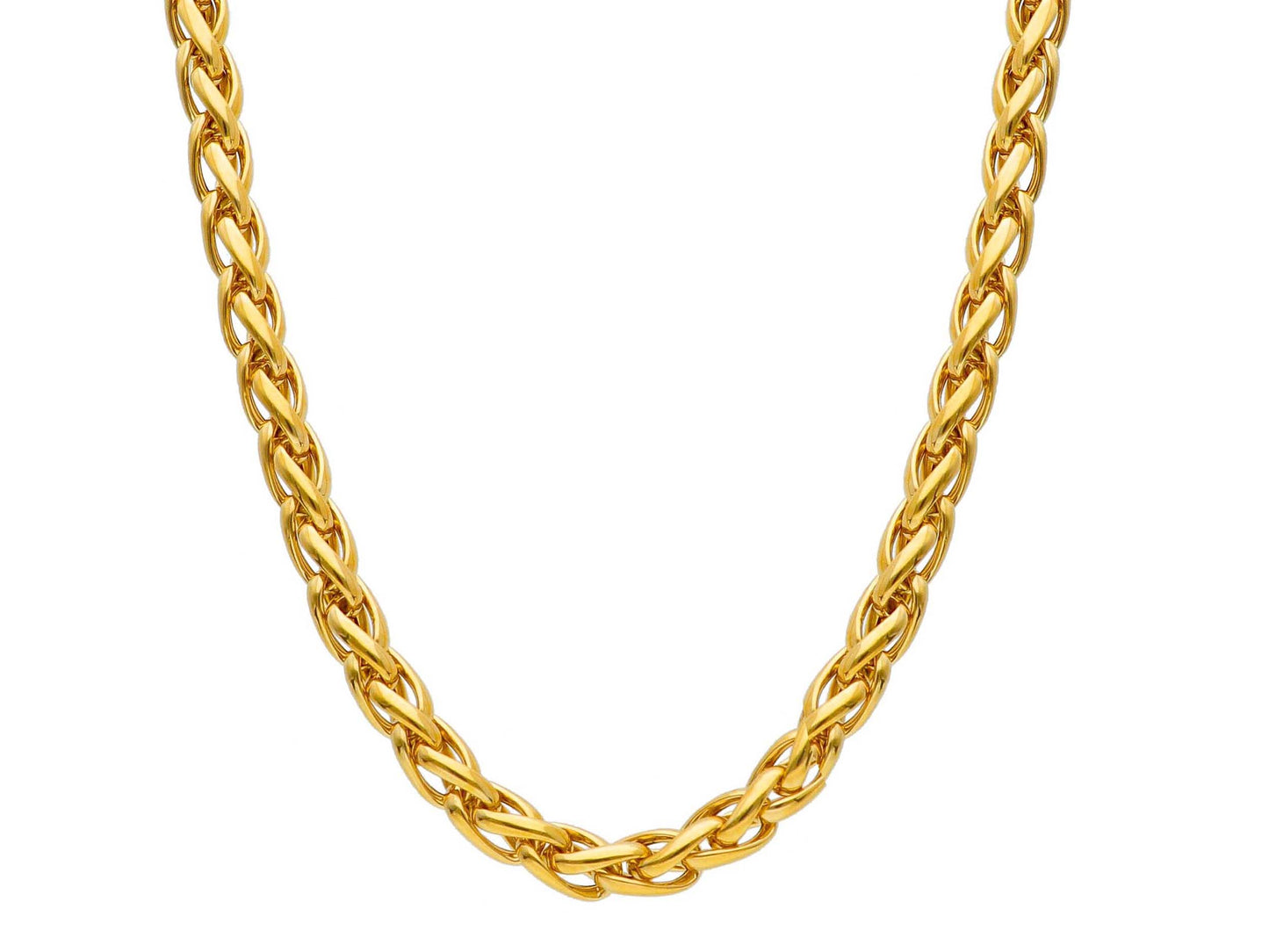 CATENA IN ORO GIALLO, 18K, MAGLIA SPIGA, SPESSORE 6 MM, VISTOSA, LUNGHEZZA 45 CM